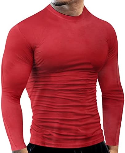 XXBR 2023 Нова Мъжки Пролетно-Лятна Спортна Тениска За Фитнес за Бързо Приготвяне с дълъг Ръкав, Однотонная Свободна Имитация Turtlenecks