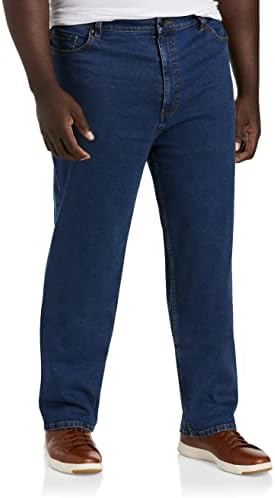 Мъжки дънки свободно намаляване на DXL Big & Tall Essentials | памук 5 джоба, Абсолютно Комфортни прави дънки