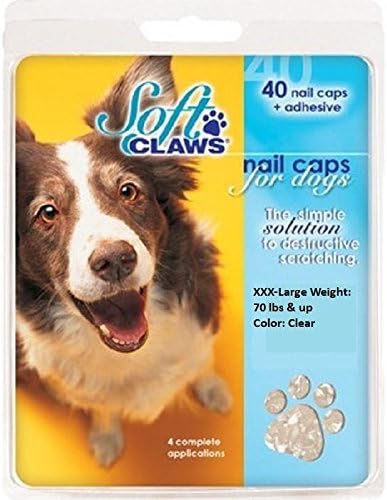 Капачки за кучешки нокти Soft Claws - 40 капсули за нокти и лепило за кучета (прозрачен, XX-Large)