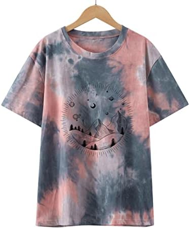 Женска тениска с Принтом на Слънцето и Луната, Летни Блузи с кръгло деколте и Къс Ръкав, Смешни Ежедневни Ризи, Хубава Тениска За Момичета,