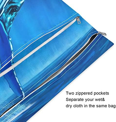 KEEPREAL Син Кит Wet Dry Bag за филтър памперси и бански костюми, за пътуване и на плажа - Водоустойчив Мокри чанти - Са идеални
