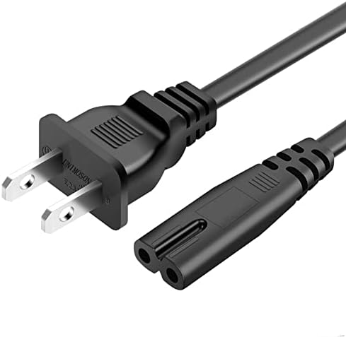 Захранващ кабел с 2 шипа, Съвместим с TCL Roku Smart LED LCD HD TV - UL, включен в списъка на TCL Roku TV, захранващ Кабел за променлив