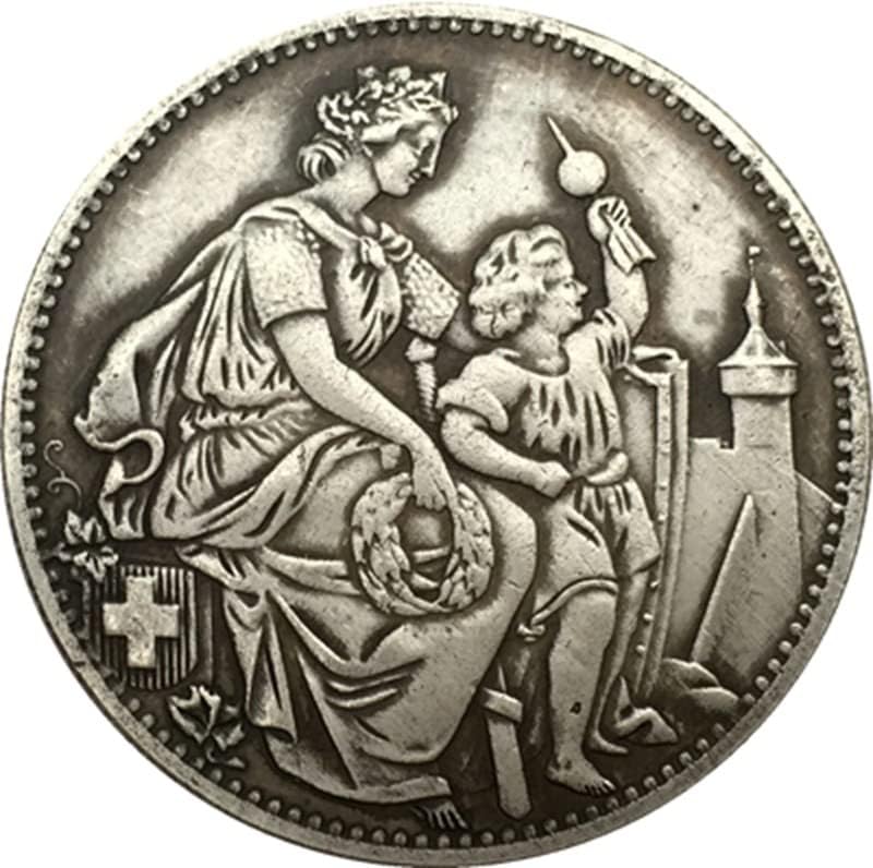 Швейцарски Монети 1865 Г., Медна, със сребърно покритие, Старинни Монети, Събиране на монети за Бродерия Може да се Взривят