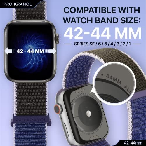 Найлонови въжета, съвместими с Apple Watch 42 мм 44 мм 45 мм, подмяна на спортна лента за iWatch серия 8/7/6/5/4/3/2/1/SE (тъмно-черно, 42/44/45 мм)