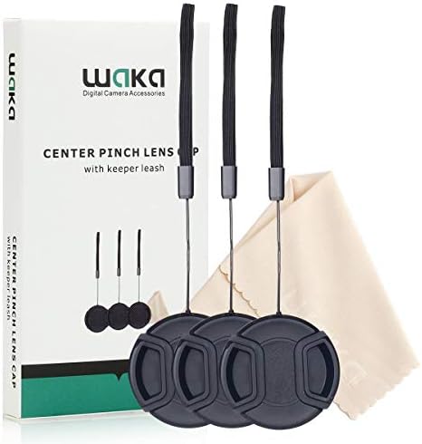 Комплект капачки за обектив с уникален дизайн waka, 3 предмет, 49 мм Централна Защелкивающаяся капак на обектива и Каишка за фиксиране