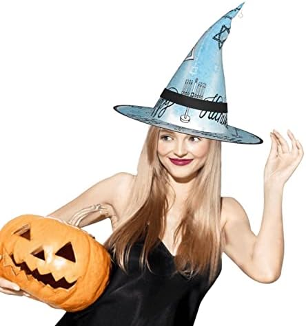 Шапка вещица унисекс декор, синя, със свещи, за Ханука, подпори за фотосесия за Хелоуин, маскарад, cosplay, костюм вещица