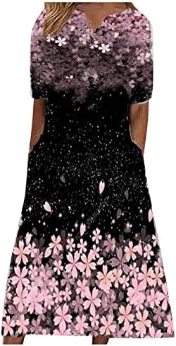 Дамски Летни рокли FIRERO 2023, с деколте, копчета и Къс Ръкав, Секси Рокля Размер на Плюс в стил Бохо с Флорални Принтом