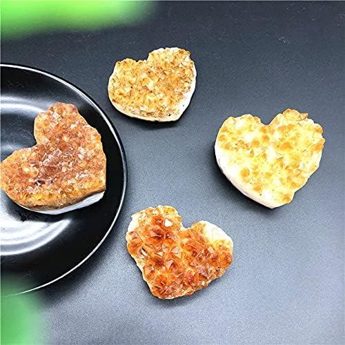 LAAALID XN216 1 бр. Естествен Цитрин Жълт кристален кварц Клъстер във формата на сърце Скъпоценен Камък За Медитация Рейки Лечебни Камъни,
