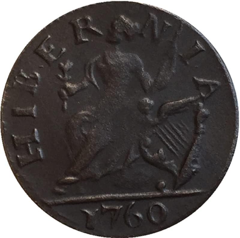 1760 Американски Възпоменателни монети Производство на Монети От Мед Антични Монети Чуждестранни Възпоменателни монети,