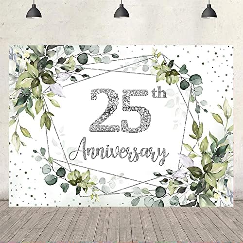 Ticuenicoa 5x3 крак С 25-годишнината Фон за снимки Зелените Честване на 25-годишнината на брака Фон Поздрав 25-тата годишнина от брака, за да проверите за парти на 25-ия рожден