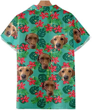 Риза с дълъг деколте, Мъжки Хавайски Ризи с Принтом, Плажни Ризи с Копчета и Къс Ръкав, Суха Комплект