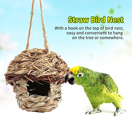 Bird ' s Nest Fdit, Клетка за Птичи Гнезда от Слама, Ръчно изработени, Къщичка за Люпене, Пещера за Разплод в 3 Размера за Папагал, което