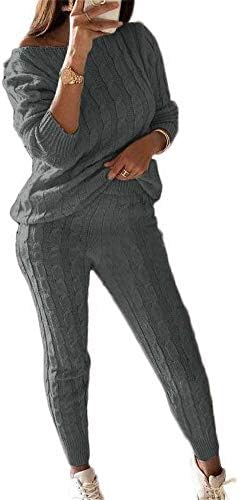 Molisry Дамски Трикотажни Комплекти от 2 теми, Пуловер с дълъг ръкав, Пуловер, Топ, Дълги Панталони, Комплекти за почивка, Есен-Зима