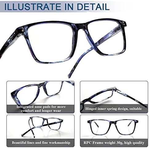 COJWIS, 3 опаковки Прогресивно Многофокусных Очила за четене за Жени и Мъже, Компютърни Очила за четене с блокиране на синя светлина в Пружинном панта (3 цвята, 3.0, multiplier_