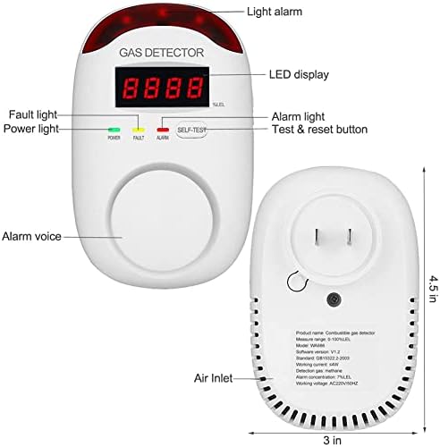 Детектор на природен газ, Подключаемая аларма за природен газ и монитор за дома, кухнята или къмпинг, Монитор Детектор за течове на газ Пропан и Метан с гласови пред