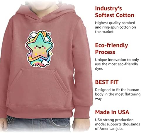 Hoody-Пуловер за деца с Дъгова Звезда - Скъпа Hoody с качулка Отвътре с гъба Цветна Hoody за деца