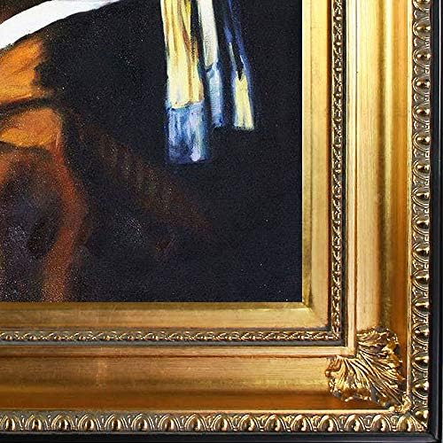 Момиче в стил Пастиш с перлената серьгой, Миниатюра, 11 x 10, Многоцветен, Рамка в стил регентството, 32,5 x 28,5