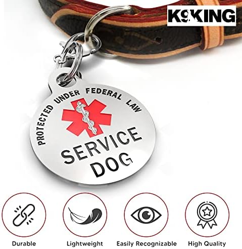 Символичен за услуга куче K9King Двустранен федерална защита с Червен символ на Медицински сигнали, идентификационни етикети