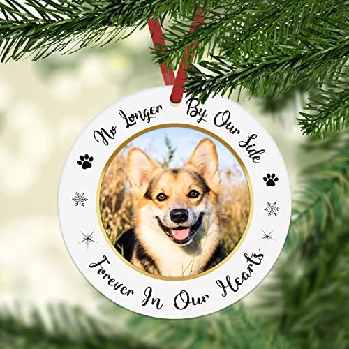 Рамка за снимки JUESMOS, Спомен коледна украса за кучета 2023, Спомен украса за кучета, елхи, които вече не са до нас, Завинаги в нашите сърца, Запомнящи се подаръци във връ