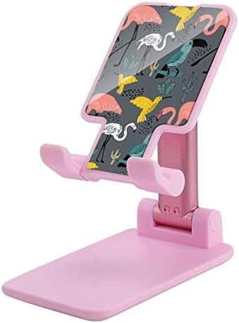 Птици Фламинго Кактус Сгъваем Настолен Държач за Мобилен Телефон, Преносим Регулируема Поставка за Пътни Настолни Аксесоари