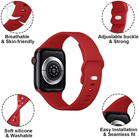 TopBang е Съвместим с каишка на Apple Watch 42 мм 44 мм 45 мм за жени и мъже, каишка от силикагел iWatch, Мека Регулируема лента Apple Watch Sport, смяна каишка за Apple Watch Серия 7 6 5 4 3 2 1 SE