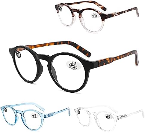 Мъжки кръгли сини очила за четене CECTHNIA, блокиране на светлината, 4 опаковки, с пружинным тръба на шарнирна връзка (микс) 0,5