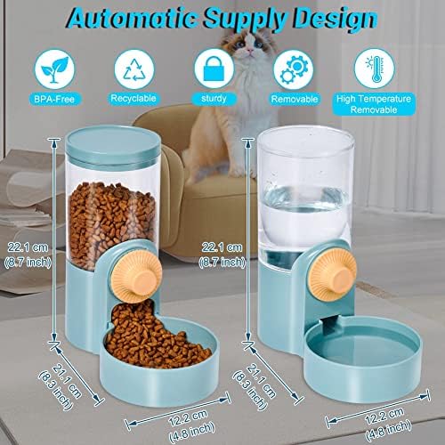 Окачен Автоматичен Диспенсер за вода за домашни любимци XhuangTech, Определени Мисок вода и храна за котки, Свалящ се Подвесная Бутилка