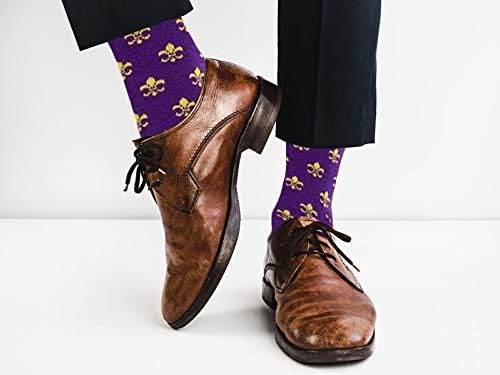 подарък мъжки Памучни Чорапи Премиум-клас с модел под формата на Fleur de Lis, Ежедневни Чорапи за екипажа - Класически френски Стил във формата на Fleur de Lis за мъже