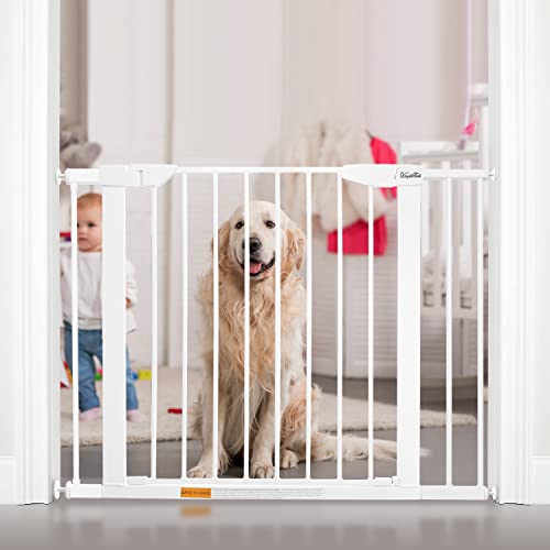KBYTDREAM Много Широка Врата за домашни любимци от 29,5 до 40,5 см, Обезопасена врата за деца с автоматично затваряне, Здрава Метална вратичка за кучета за дома, стълби, врат