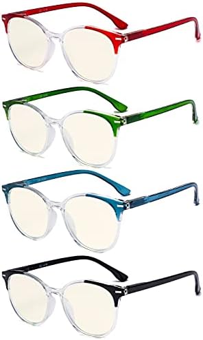 Eyekepper, 4 опаковане на кръгли очила за четене, блокиране на синя светлина, женски + 1,75