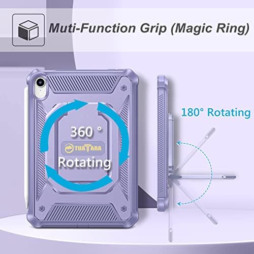 Калъф Fintie за iPad Mini 6 2021 - [Вълшебния пръстен Туатара] от въртящи се на 360 градуса ръкохватка, Удароустойчив Грапав калъф с вградена