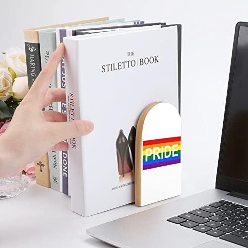 Дървени Стойки за книги с принтом ЛГБТ-гей-Прайда, 1 Чифт за Рафтове, Вдигане на Поставка за книги, 5 X 3 Инча