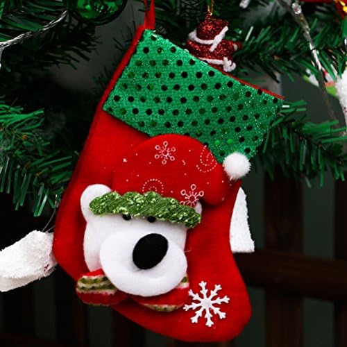 OULII Коледни чорапи, Снежен човек, мечка-лосове, чорапи на Дядо Коледа, подарък пакет с бонбони, окачен украшение, комплект
