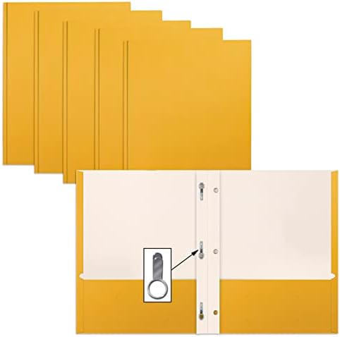 Тъмно жълта хартия, 2 Джоба папки със зъби, 50 опаковки, от по-Добро Office Products, Матова текстура, Хартиени Папки с размер на