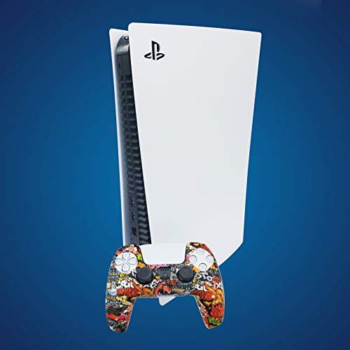 Предпазител на капака на контролера PS5 със силиконов гел (Червени черепи с графити) Съвместим с Sony PlayStation 5, Съвместимост с Аксесоари за PlayStation 5, Защитни Покривала за