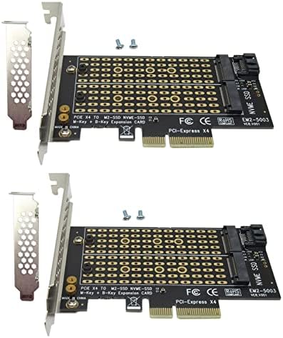 Чисто нов! 2 бр. Двоен адаптер M. 2 PCIe M. 2 NVME (M ключ) и M. 2 SATA (B/B + M ключ) SSD за PCI-e 3,0x4 Карта за разширяване Поддържа