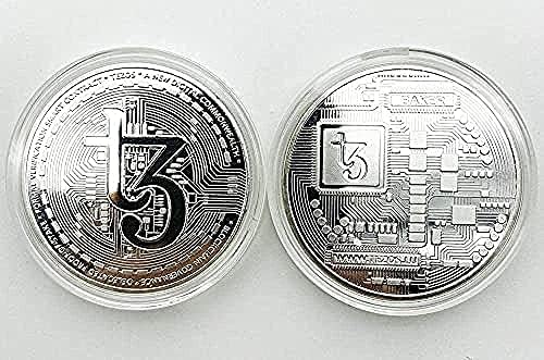 Виртуална валута Cryptocurrency | Посребрени Монети Challenge Art | Биткойн Възпоменателна Монета с Колекционерска стойност Занаяти с Пластмасова Кутия