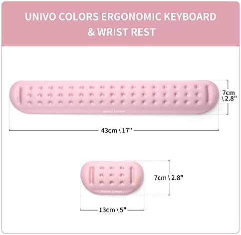Набор на каботажните за китката Univo Colors Pink за клавиатура и мишка, Изработени от мек гел с ефект на паметта, Ергономична