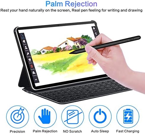 Писалка–молив за Apple Ipad Pen - Писалка за Ipad 9-ия, 8-ия, 7-ия, 6-ти поколение Precision Palm Rejecting Active Молив за 2018-2021 Apple iPad Pro 12,9 и 11-инчов Ipad Air 4-ти, 3-ти, Мини на 6-то, 5-то поколение, чер