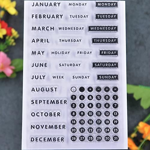 DDOUJOY Календар, Месец, Седмица Дата на Декември, Понеделник Празник Неделя Прозрачни Печати за Направата на Картички, Бижута и САМ