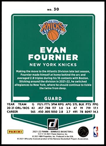 2021 Донрусс 30 Евън Фурние Ню Йорк Никс (баскетболно карта), Ню Йорк / Mount Никс