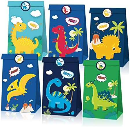 Подаръчни пакети с динозаври-12 бр. Подарък Пакети със стикери за партита с Динозаври, Подаръчни Пакети с Динозаври, Тематични Аксесоари за Рожден Ден