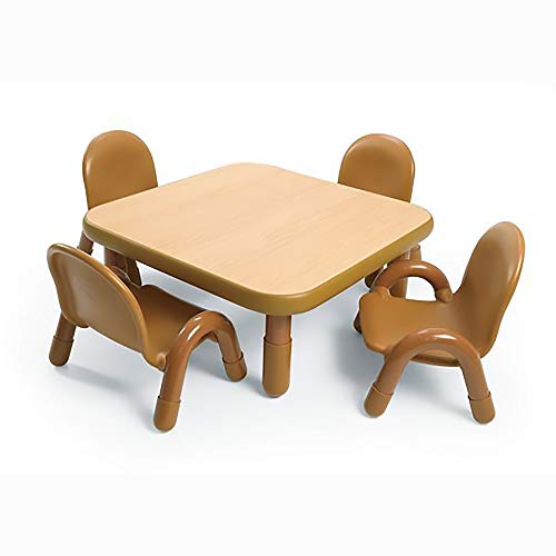 Комплект квадратни маси и столове Angeles Baseline за деца от естествено дърво – Включва Един Квадратен плот с височина 30 сантиметра,