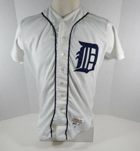 1990 Детройт Тайгърс Тони Филипс #4 Използвана в играта Бяла риза DP07382 - Използваните В играта тениски MLB