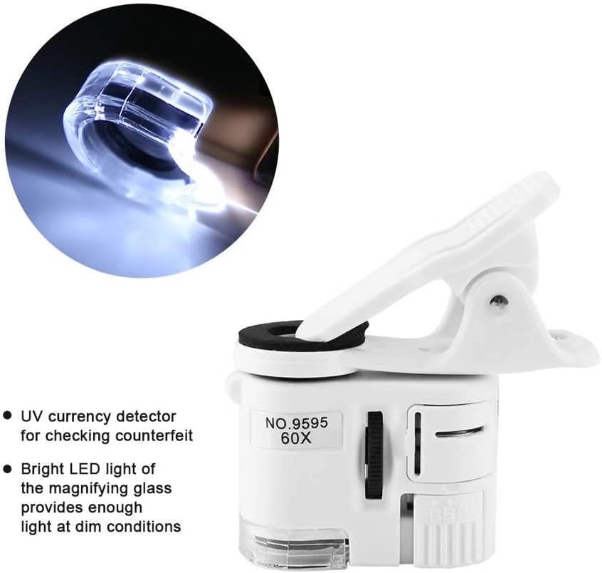 SAWQF Дигитален Микроскоп 60X Увеличително Стъкло, LED UV-Лампа Мини Мобилен Телефон Клип Микроскоп Microscopio Бинокъла