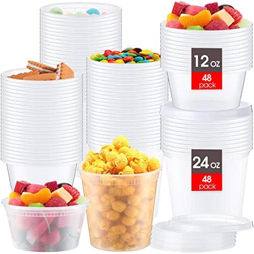 96 Опаковъчни Пластмасови контейнери за деликатеси с капаци 12 унции 24 грама Прозрачен Контейнер за съхранение на храна