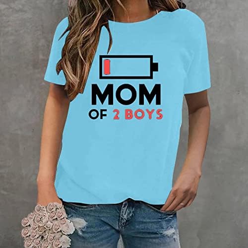 Риза за мама на 2 момчета, Подарък от Сина си за Деня на Майката, на Женската Риза, Туника, Летен Топ 2023, Блуза, Тениска с кръгло деколте,