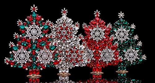 Коледно дърво Winter Wonderland (празнични цветове), Настолна коледно дърво, ръчна работа с прозрачни и цветни кристали от