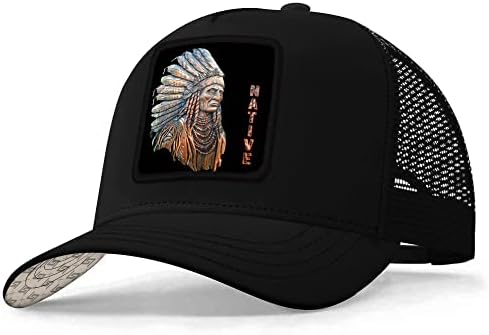 Asvance шофьор на камион Шапка - бейзболна шапка с вкара облегалка за жени, мъже - Търсените Шапка с бродерия на индианци - Подарък за мама, татко