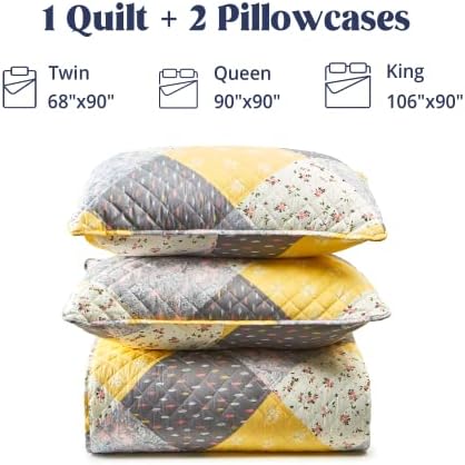 Комплект спално бельо Dreamhood King Quilt в стил мозайка с цветен модел, 3 предмет, Леко Меко покривало за легло в Съвременен Стил,